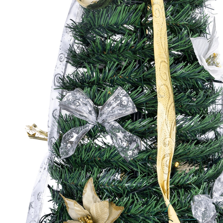 Aigostar - Albero di Natale da esterno a LED 80 LED 1,2 m IP44 bianco/oro, luce bianca fredda