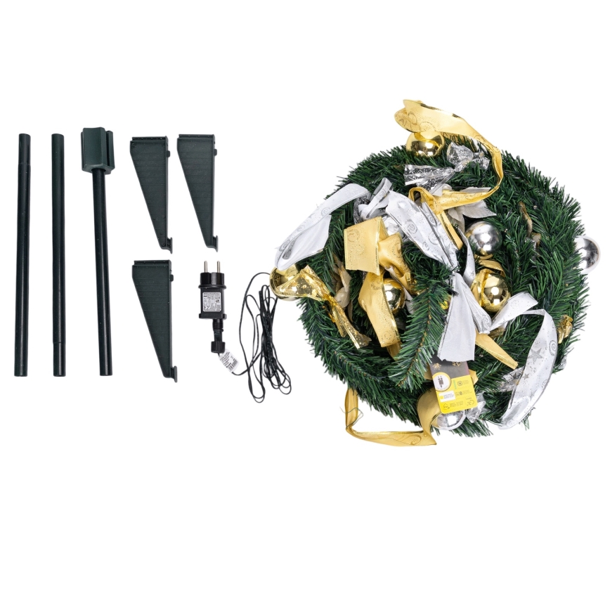 Aigostar - Albero di Natale da esterno a LED 80 LED 1,2 m IP44 bianco/oro, luce bianca fredda