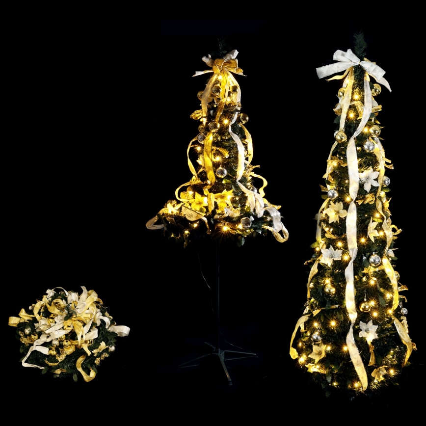 Aigostar - Albero di Natale da esterno a LED 100xLED 1,5m IP44 bianco/oro luce bianca calda