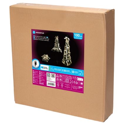Aigostar - Albero di Natale LED da esterno 100xLED 1,5m IP44 bianco/oro, bianco freddo