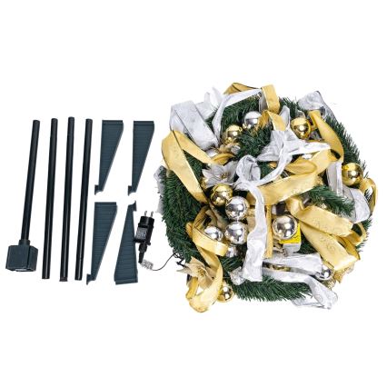 Aigostar - Albero di Natale LED per esterni 150 LED 1,8 m IP44 bianco/oro, bianco caldo