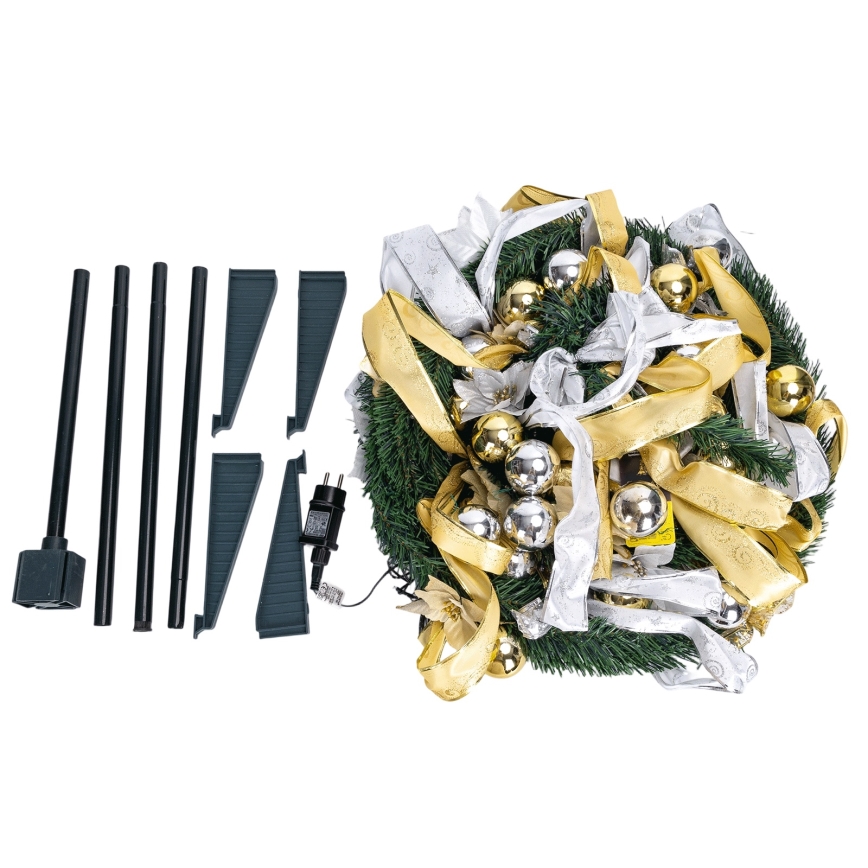 Aigostar - Albero di Natale LED per esterni 150 LED 1,8 m IP44 bianco/oro, bianco caldo