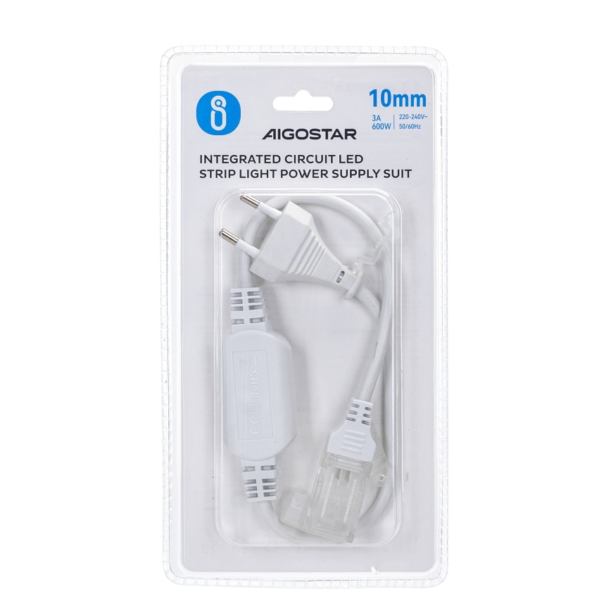 Aigostar - Alimentatore per strisce LED 10 mm, 600W/230V, bianco