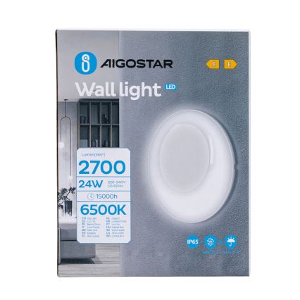 Aigostar - Applique a LED da esterno LED/24W/230V 6500K IP65 bianco