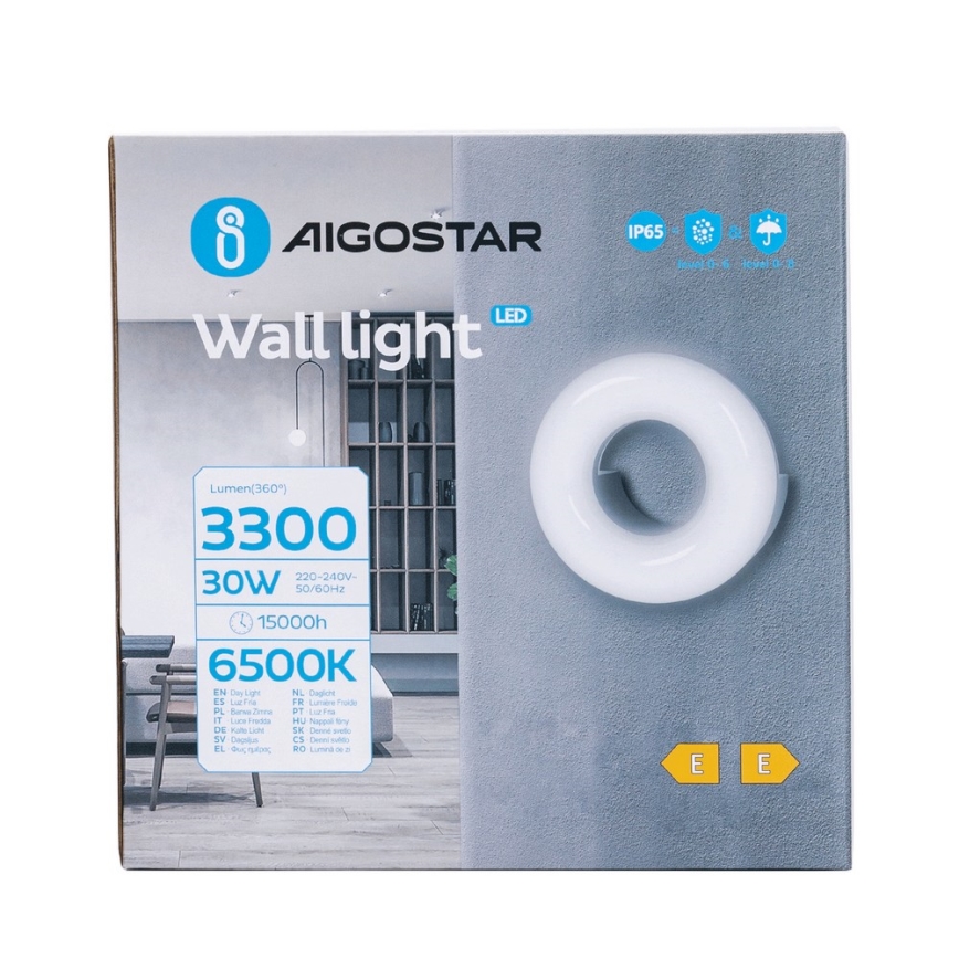 Aigostar - Applique a LED da esterno LED/30W/230V 6500K IP65 nero