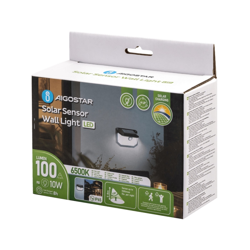 Aigostar - Applique a LED solare con sensore LED/0,8W/5,5V 1200 mAh 6500K IP65