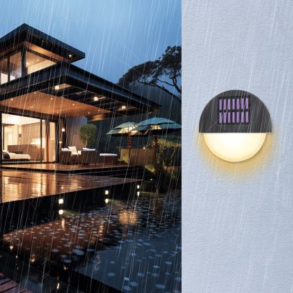 Aigostar - Applique a LED solare LED/1W/1,2V nero 200 mAh 2700K IP44
