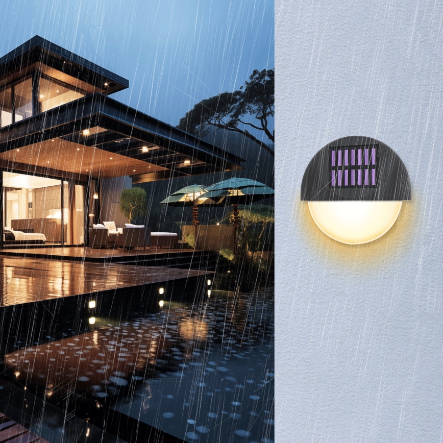 Aigostar - Applique a LED solare LED/1W/1,2V nero 200 mAh 2700K IP44