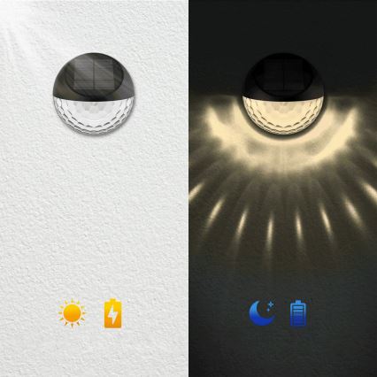 Aigostar - Applique a LED solare LED/2W/1,2V nero 300 mAh 2700K IP44