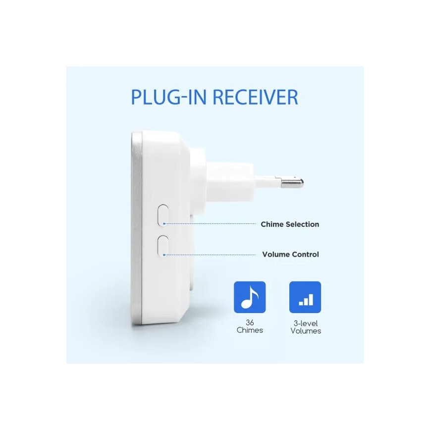 Aigostar - Campanello con presa wireless 230V bianco