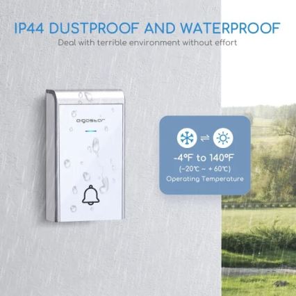 Aigostar - Campanello wireless 3xAA/12V IP44 bianco/argento