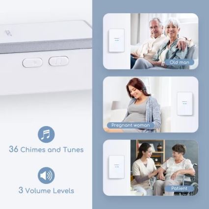 Aigostar - Campanello wireless 3xAA/12V IP44 bianco/argento