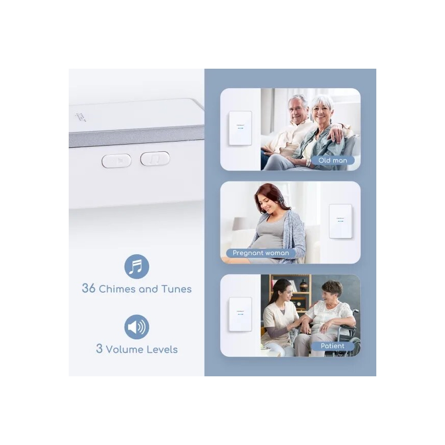 Aigostar - Campanello wireless 3xAA/12V IP44 bianco/argento