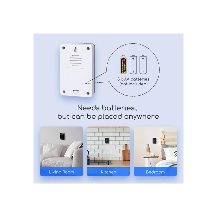 Aigostar - Campanello wireless 3xAA/12V IP44 bianco/argento