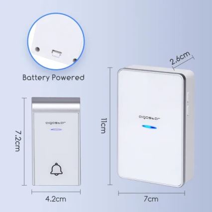 Aigostar - Campanello wireless 3xAA/12V IP44 bianco/argento