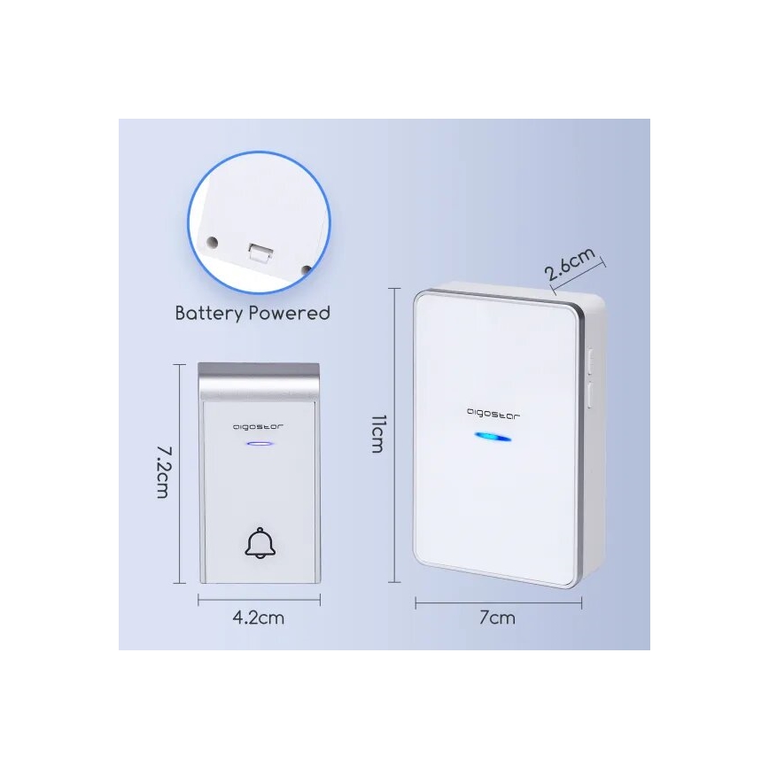 Aigostar - Campanello wireless 3xAA/12V IP44 bianco/argento