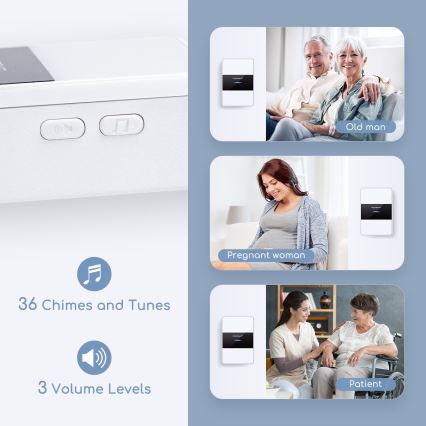 Aigostar - Campanello wireless 3xAA/12V IP44 nero/bianco