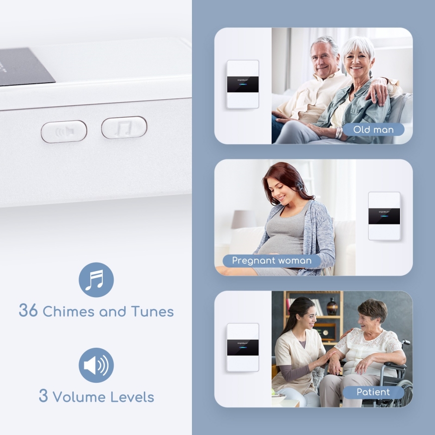 Aigostar - Campanello wireless 3xAA/12V IP44 nero/bianco