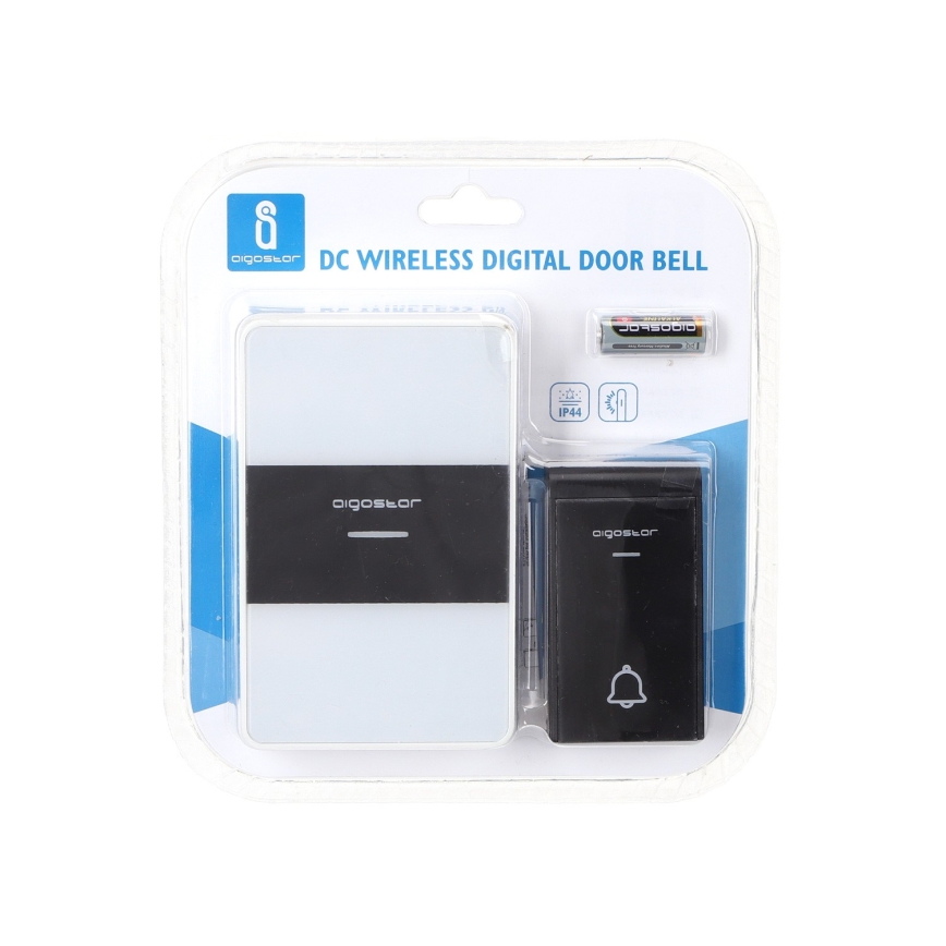 Aigostar - Campanello wireless 3xAA/12V IP44 nero/bianco