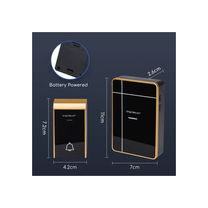 Aigostar - Campanello Wireless 3xAA IP44 nero/rame