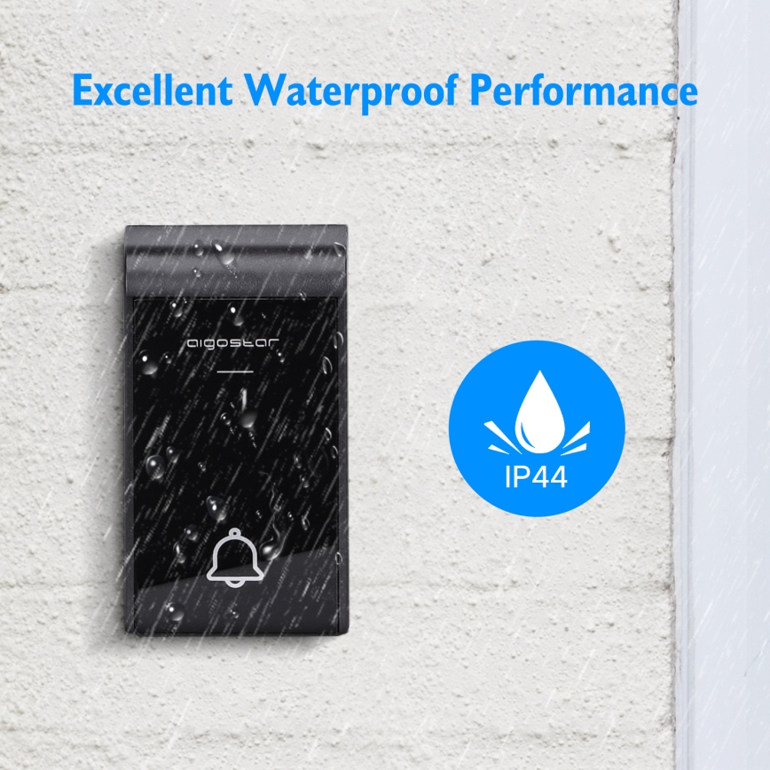 Aigostar - Campanello wireless con spina integrata 230V/12V IP44 bianco/nero