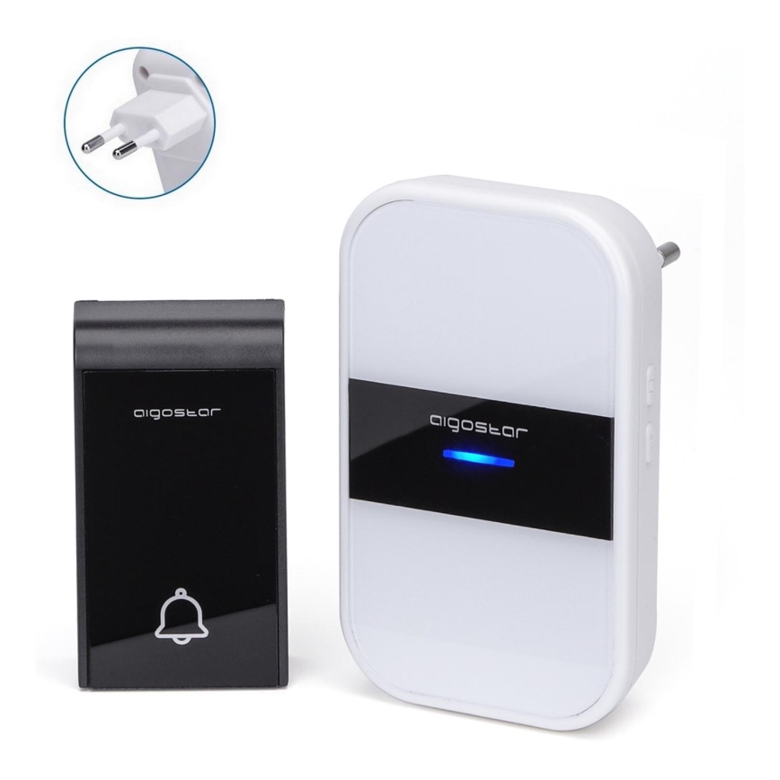 Aigostar - Campanello wireless con spina integrata 230V/12V IP44 bianco/nero