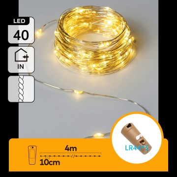 Aigostar - Catena decorativa a LED con tappo per bottiglia 40xLED/3xLR44 4m bianco caldo