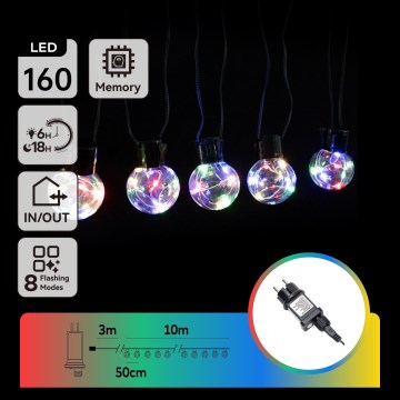 Aigostar - Catena decorativa da esterno 160xLED 10m IP44 multicolore