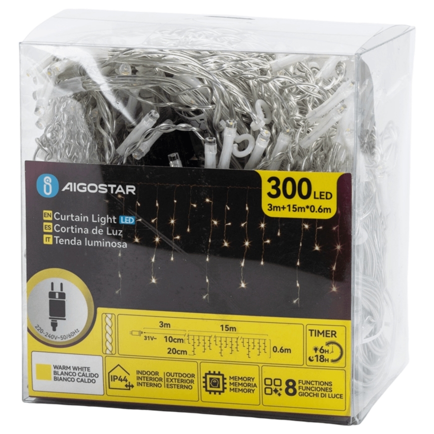 Aigostar - Catena decorativa da esterno LED 75xLED/6W/230V 15x0,6m IP44 bianco caldo