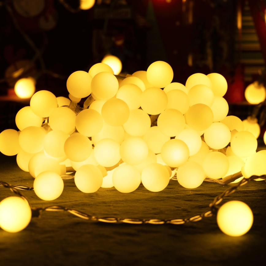 Aigostar - Catena luminosa LED da esterno, 50 LED/8 funzioni, 5 m, IP44, bianco caldo