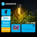 Aigostar - Catena decorativa solare a LED 10xLED/8 funzioni 5,5m IP65 bianco caldo