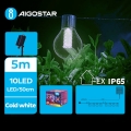 Aigostar - Catena decorativa solare a LED 10xLED/8 funzioni 5,5m IP65 bianco freddo