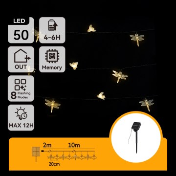 Aigostar - Catena decorativa solare a LED 50xLED/8 funzioni 10 m 800 mAh IP65 bianco caldo
