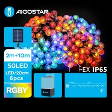 Aigostar - Catena decorativa solare a LED 50xLED/8 funzioni 12m IP65 multicolore