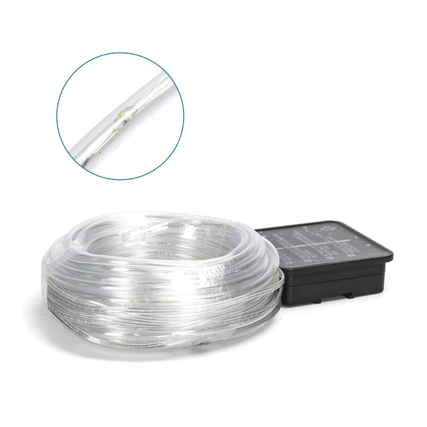 Aigostar - Catena di Natale solare a LED 100xLED/8 funzioni 12m IP65 bianco freddo 800 mAh
