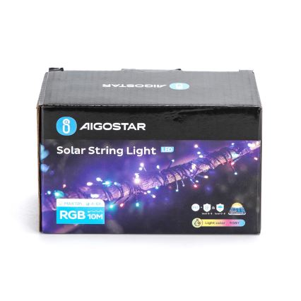 Aigostar - Catena di Natale solare a LED 100xLED/8 funzioni 12m IP65 multicolore