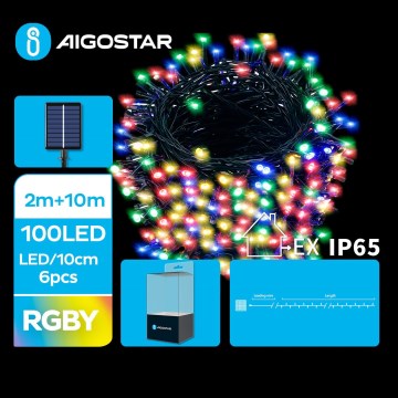 Aigostar - Catena di Natale solare a LED 100xLED/8 funzioni 12m IP65 multicolore