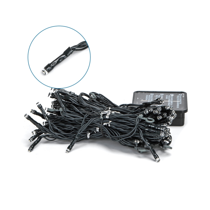 Aigostar - Catena di Natale solare a LED 100xLED/8 funzioni 4x1m 800 mAh IP65 bianco freddo