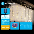 Aigostar - Catena di Natale solare a LED 100xLED/8 funzioni 8x0,4m IP65 bianco caldo