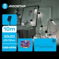 Aigostar - Catena di Natale solare a LED 20xLED/8 funzioni 11,5m 1200 mAh IP65 bianco freddo