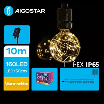 Aigostar - Catena di Natale solare a LED 20xLED/8 funzioni 11,5m IP65 bianco caldo