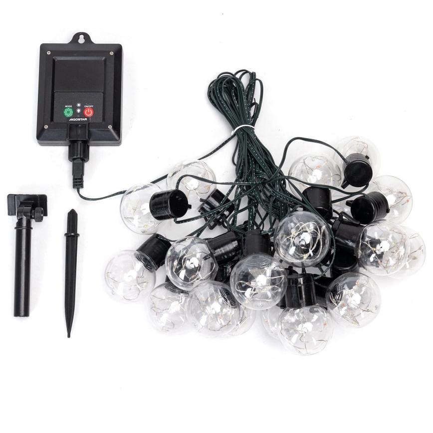 Aigostar - Catena di Natale solare a LED 20xLED/8 funzioni 11,5m IP65 bianco caldo