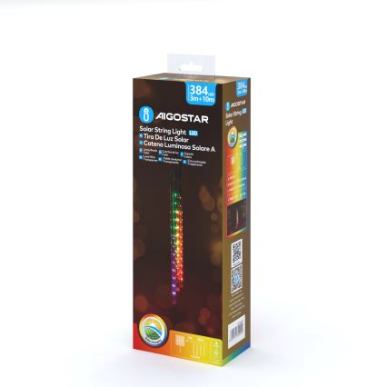 Aigostar - Catena di Natale solare a LED 384xLED/13m IP65 multicolore