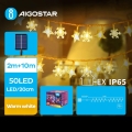 Aigostar - Catena di Natale solare a LED 50xLED/8 funzioni 12m IP65 bianco caldo