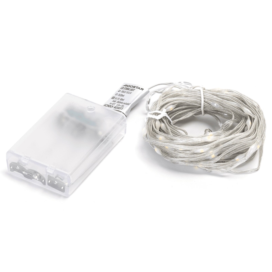 Aigostar - Catena LED 100xLED/3xAA 10,3m bianco caldo