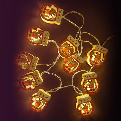 Aigostar - Catena LED 10xLED/3xAA 1,5m bianco caldo guanto