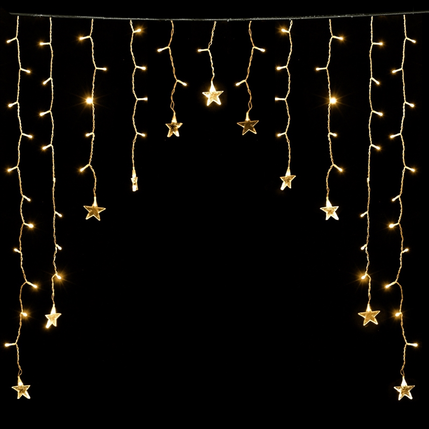 Aigostar - Catena luminosa a LED per esterni, 168 LED, 8 modalità, 3 x 1,5 m, IP44, bianco caldo a forma di stelle