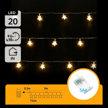 Aigostar - Catena LED di Natale 20xLED/3xAA 3,3m stelle
