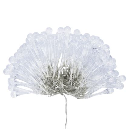 Aigostar - Catena luminosa natalizia LED da esterno, 100 LED, 8 funzioni, 3xAA, 10 m, IP44, bianco caldo, lampadine a goccia