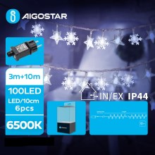 Aigostar - Catena LED natalizia da esterno 100xLED/8 funzioni 13m IP44 bianco freddo